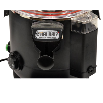 Close-up view of a hot beverage dispenser's spout and control mechanism, NSF certified for hygiene and safety. Designed with precision for efficient liquid dispensing, ideal for professional use in cafes, restaurants, and catering environments.