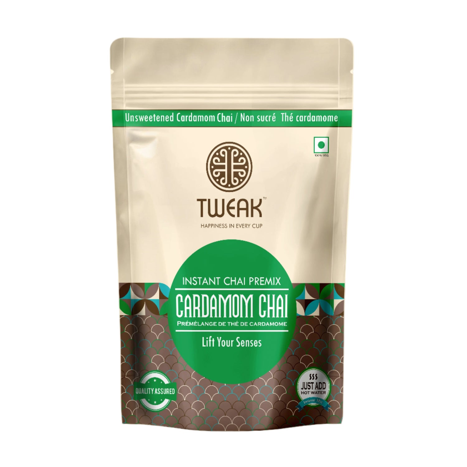 Tweak Instant Chai Premix Cardamom Chai - Unsweetened Cardamom Chai Premix for a fragrant, uplifting experience. Add hot water to enjoy the aromatic goodness of cardamom.