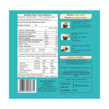 Nutritional table of Karak Chai from Chai Hai