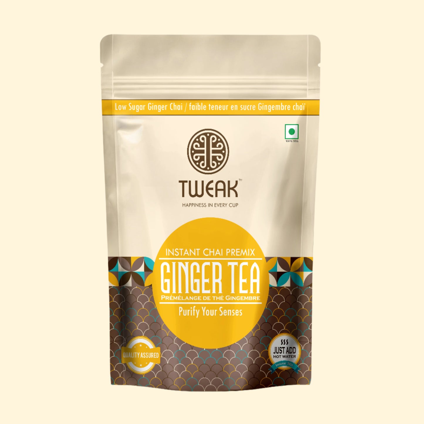 Tweak Instant Chai Premix Ginger Tea - Low Sugar Ginger Chai for a refreshing and purifying taste. Simply add hot water for a delightful blend of chai and ginger.